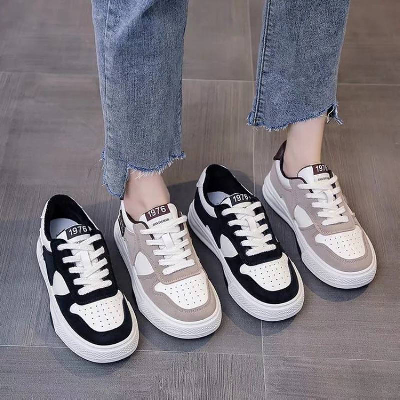 ​2025 New Black & White Geometric Low-Top Sneakers - Breathable Mesh Platform Shoes with Anti-Slip Sole image 2