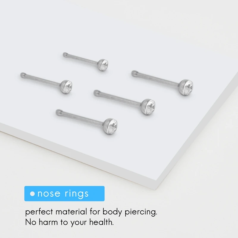 60Pcs Stainless Steel Nose Studs Rings Piercing Pin Body Jewelry 22G 1.5Mm 2Mm 2.5Mm