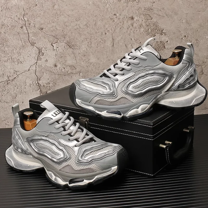 

Men's breathable thick-soled insole height-increasing dad shoes, niche design, distressed sports and casual shoes b34