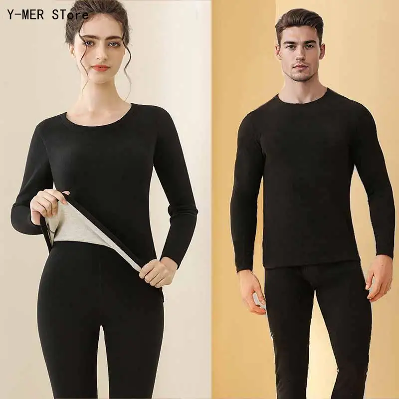 Couple Cashmere Silk Thermal Underwear Set Soft Stretch Cold Resistant Warm Base Layer Top & Pants for Men Women Winter