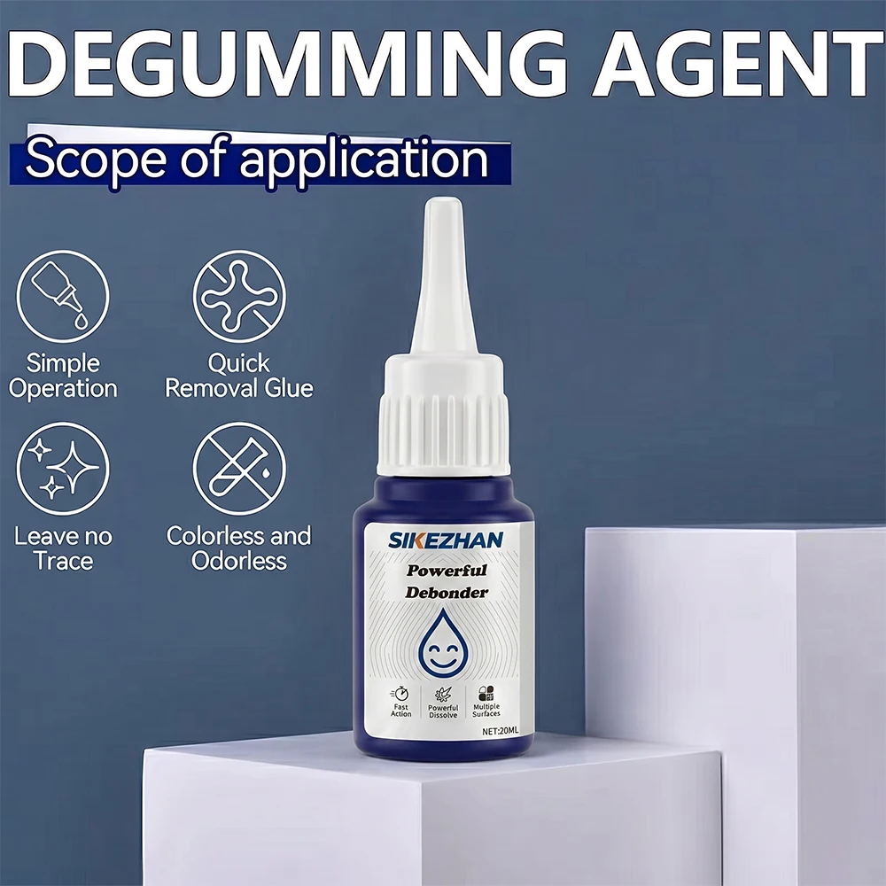 Strong Super Glue Remover Debonder Fast-Acting Adhesive Dissolver for 502, UV, Tape Residue Multi-Surface Safe 20ml