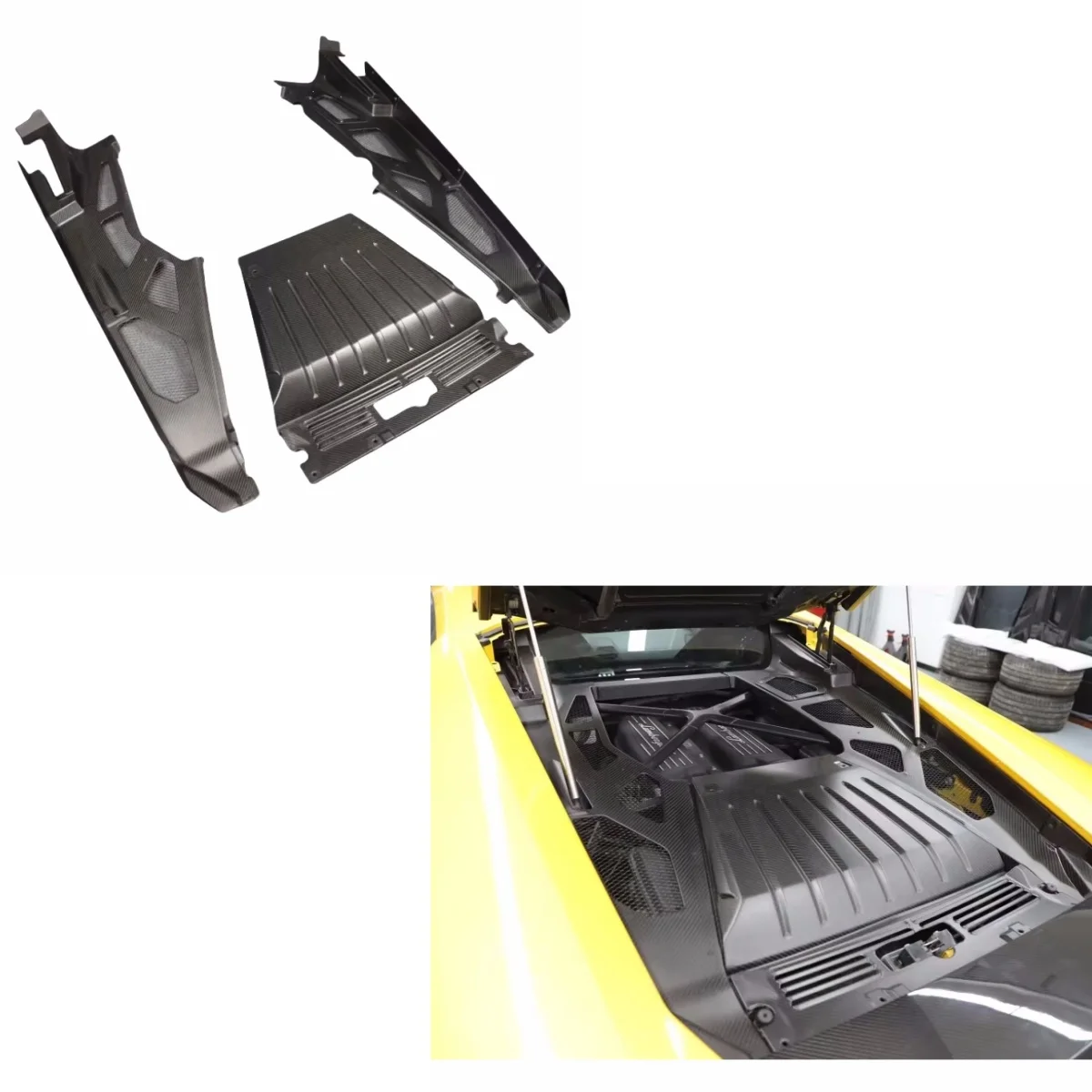 

Подходит для Lamborghini LP610 LP580, модифицированного сухого капота двигателя из углеродного волокна.