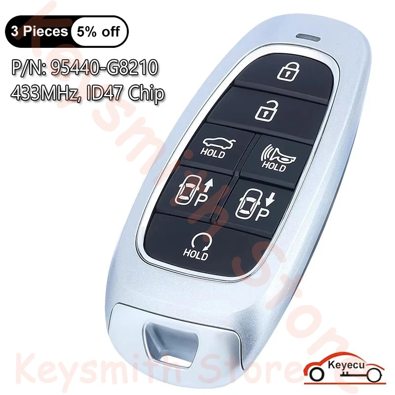 KEYECU 7 Buttons 433MHz ID47 Chip for Hyundai Grandeur 2020 2021 2022 2023 Auto Smart Remote Control Key Fob P/N: 95440-G8210