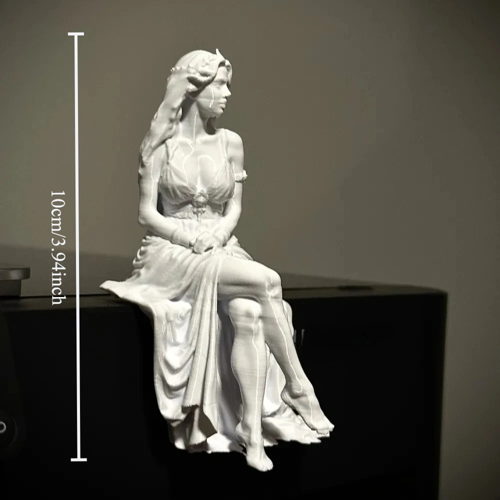 Griechischer Gott, sitzende kleine Statue, 3D-gedruckt, klassische Mythologie, männliche und weibliche Figuren, kantenhängende Desktop-Ornamente, Bücherregal-Dekoration – Detail 2