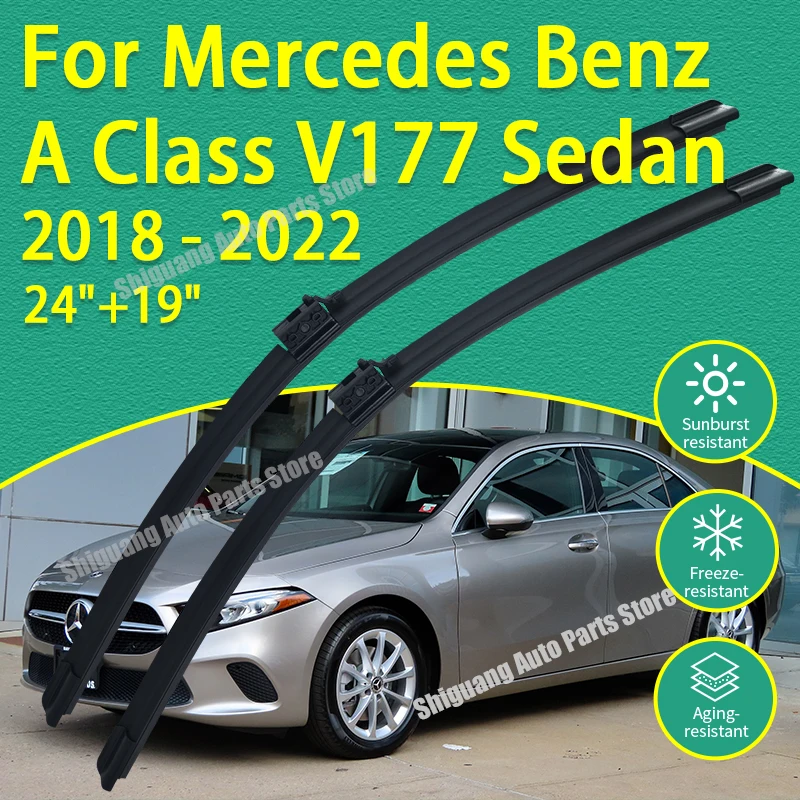 

Передние дворники с силиконовым покрытием для Mercedes Benz A Class V177 Sedan 2018-2022 24 "+ 19" автомобильные щетки стеклоочистителя лобового стекла