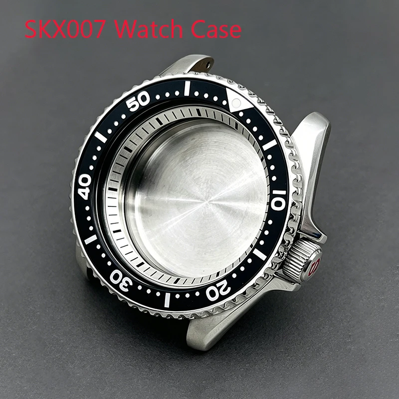 

Silver SKX007 Watch Case Double Gear Bezel 3 Oclock Crown Fit Seiko SKX007 SKX009 SRPD NH35 NH36 Movements Replace Parts Case