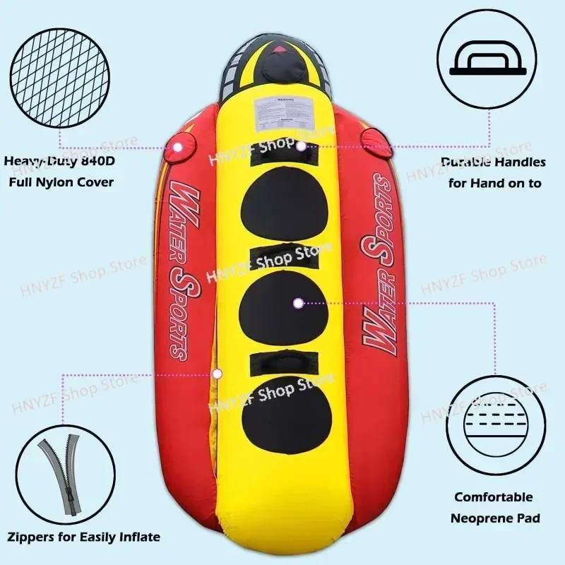 New Heavy-Duty Inflatable Towable Booster Tube - Banana 3 Riders Towable Tube for Adults Towable Water Sports Boat