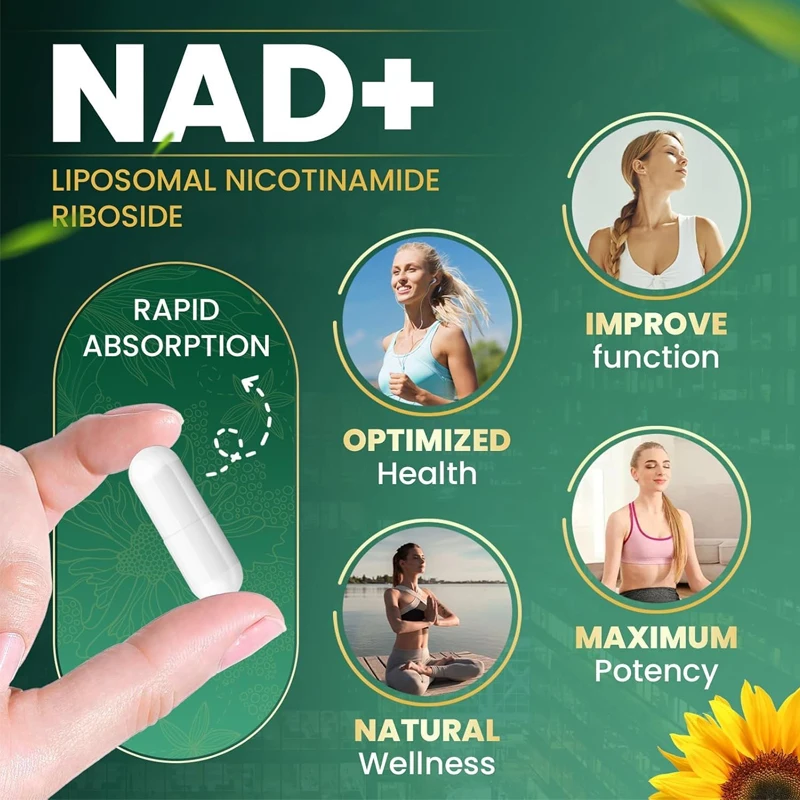 NAD+capsule supplement for anti-aging, energy support, and focus, niacinamide nucleoside 900mg, resveratrol quercetin