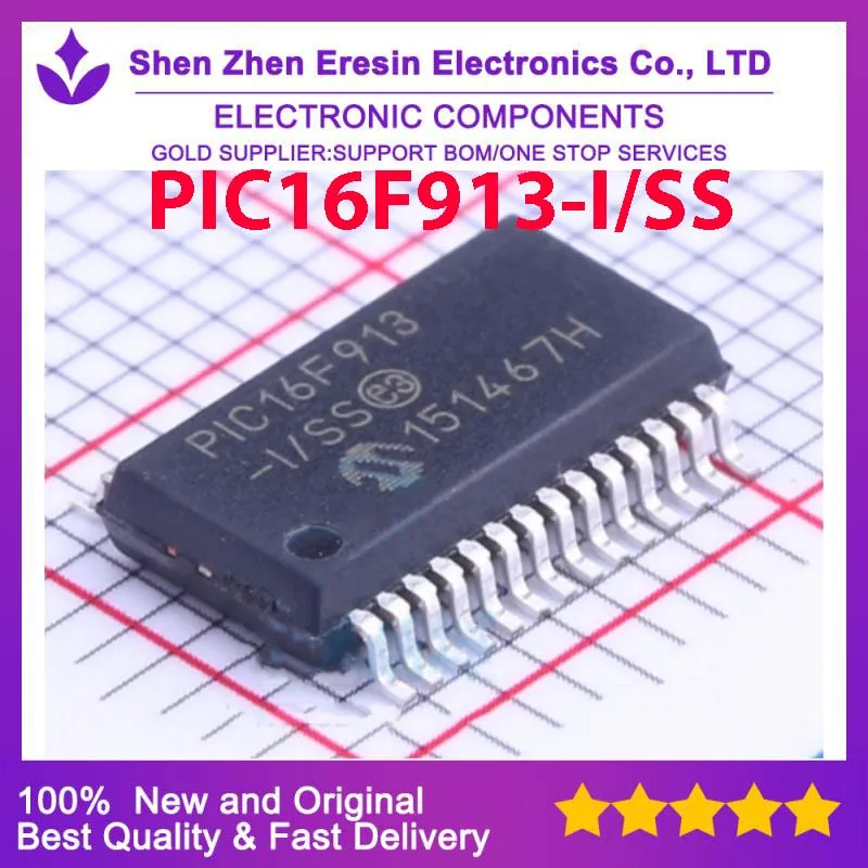 Free shipping   5PCS/LOT  PIC16F913-I/SS  SSOP28   New and original