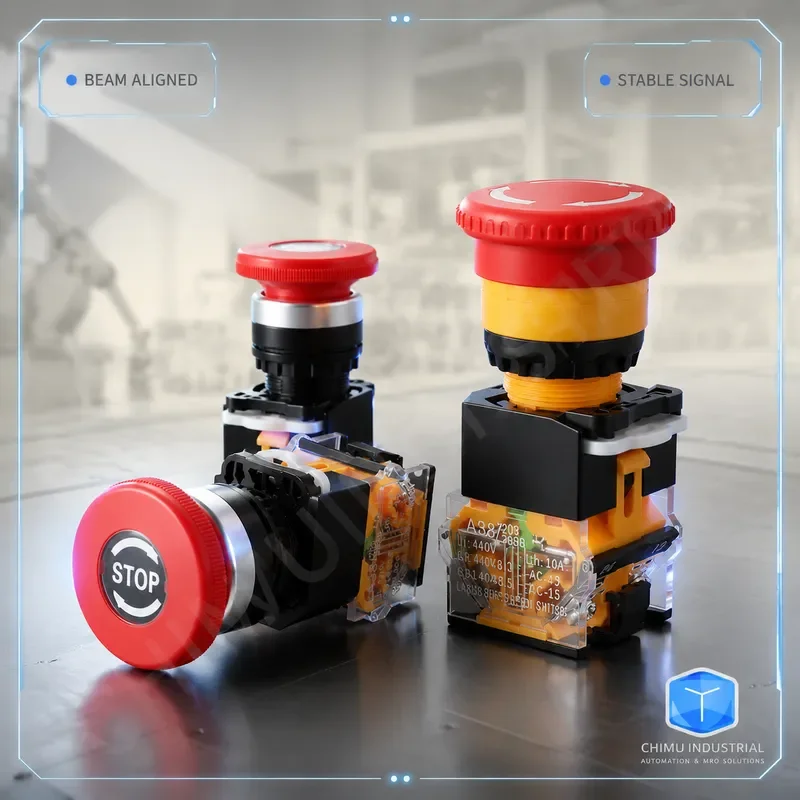 【CHIMU INDUSTRIAL】 LA38-11ZS Mushroom Head Emergency Stop Button Switch 22mm Self-Locking 1NO 1NC