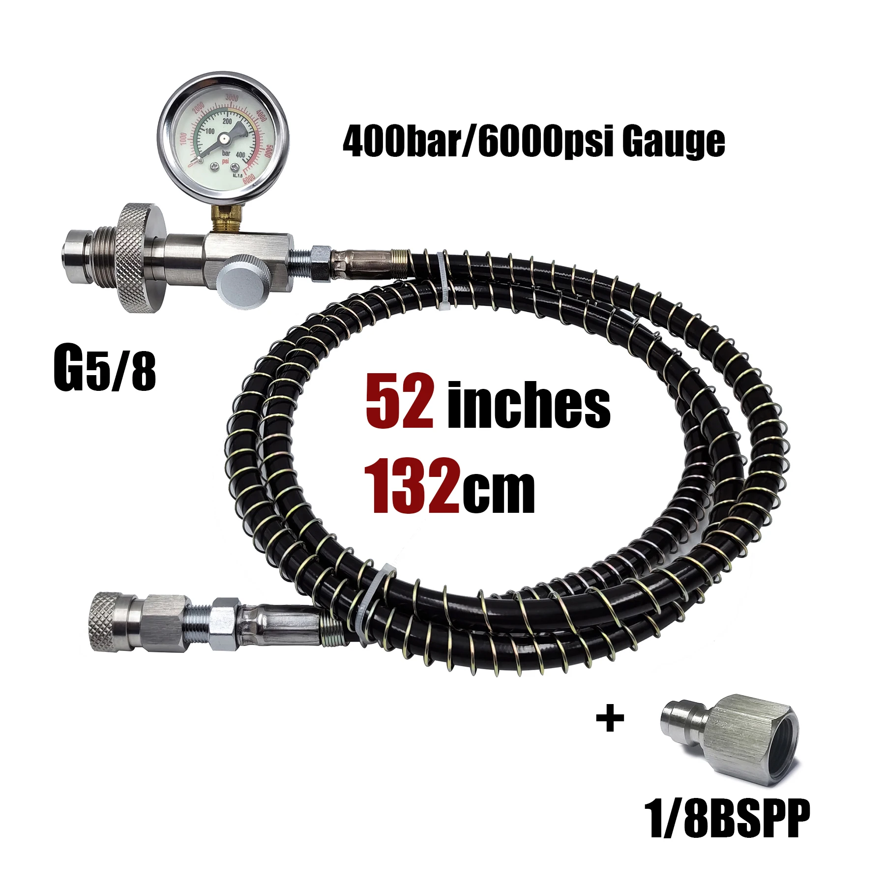 HP Filling Station Chargeing Adapter DIN Connector HPA Scuba Diving Big Tank To Small Bottles With Hose 6000psi/400bar Gauge