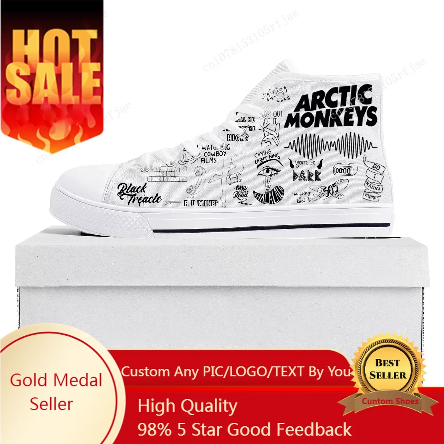 Arctic Monkeys Rock Band Pop High Top High Quality Sneakers Mens Womens Teenager Canvas Sneaker Casual Couple Shoes Custom Shoe