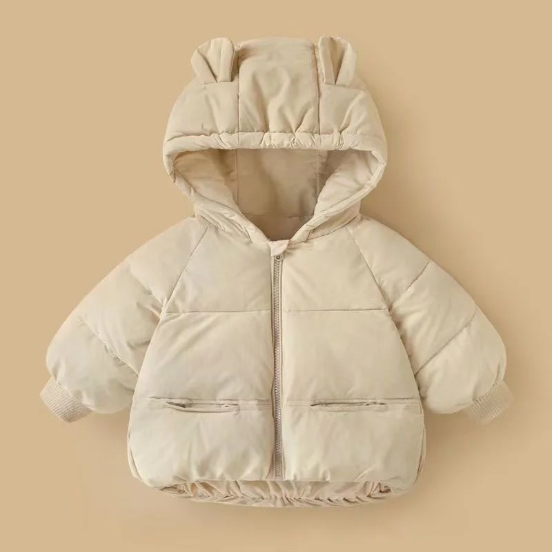 Boys Cotton Jacket Clothes 2023 New Winter Children Coat Thickened Warm Outerwear Baby Girls Solid Hooded Cartoon Clothing