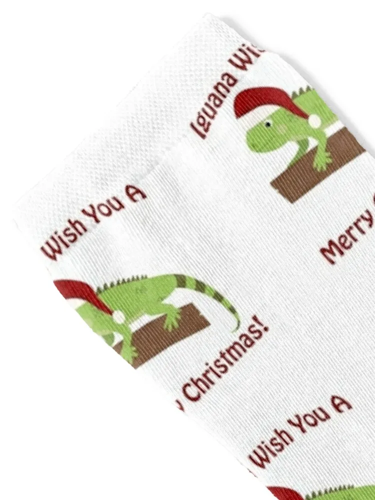 Iguana Wish You A Merry Christmas Socks aesthetic hiphop Climbing Men's Socks Luxury Women's