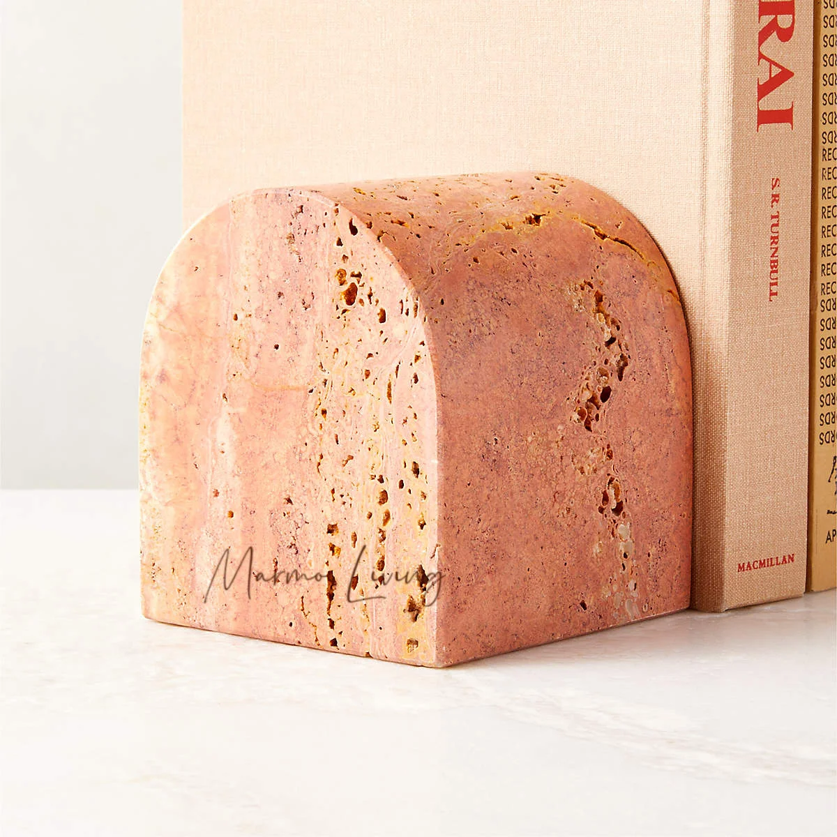 

Italian natural red cave stone book block soft decoration designer model room villa large apartment high-end marble decoration