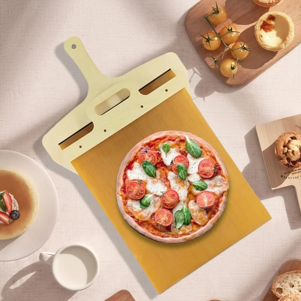 Wooden Sliding Pizza Peel Non-stick Transfer Shovel Multi-functional Pizza Spatula Paddle for Indoor Outdoor Ovens