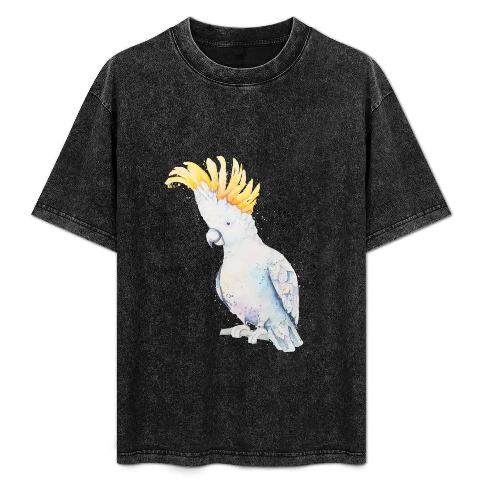 

White Sulphur Crested Cockatoo T-Shirt Simple Solid Color Crew Neck Tee