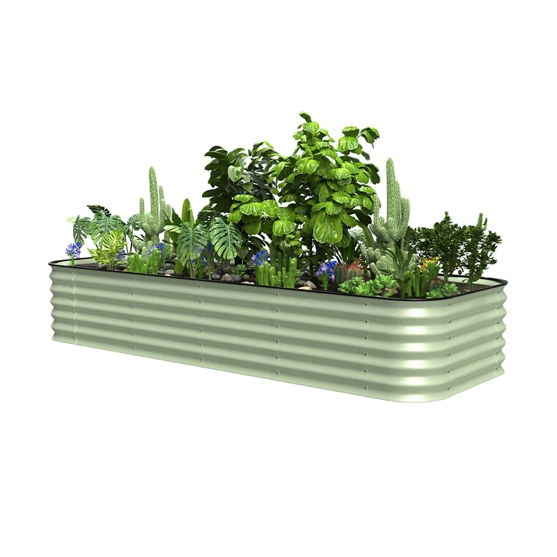 240X150x23cm galvanized steel garden bed flower pot box double-sided aviation-coated elevated garden bed classic design