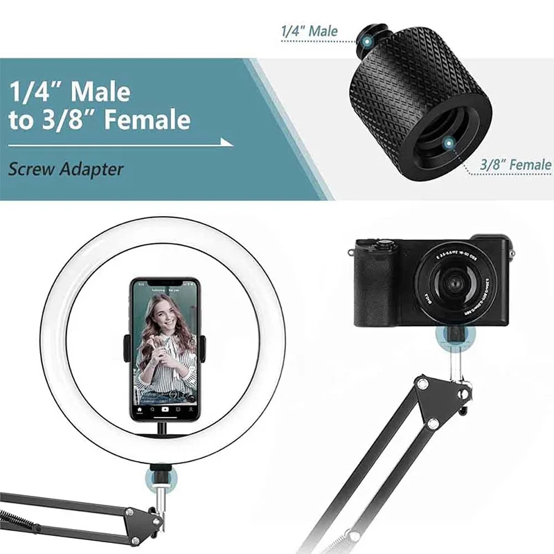 1/4" to 3/8" Male to Female Thread Screw Mount Adapter Mic Stand Thread Adapter Set Camera Flash Tripod Light Stand Adapter image 6