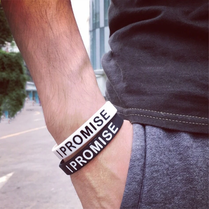 Trendy Silicone Bracelet I PROMISE to Basketball Sports Energy Balance Wristband Bracelets for Men Fashion Rubber Elastic Bangle view 3