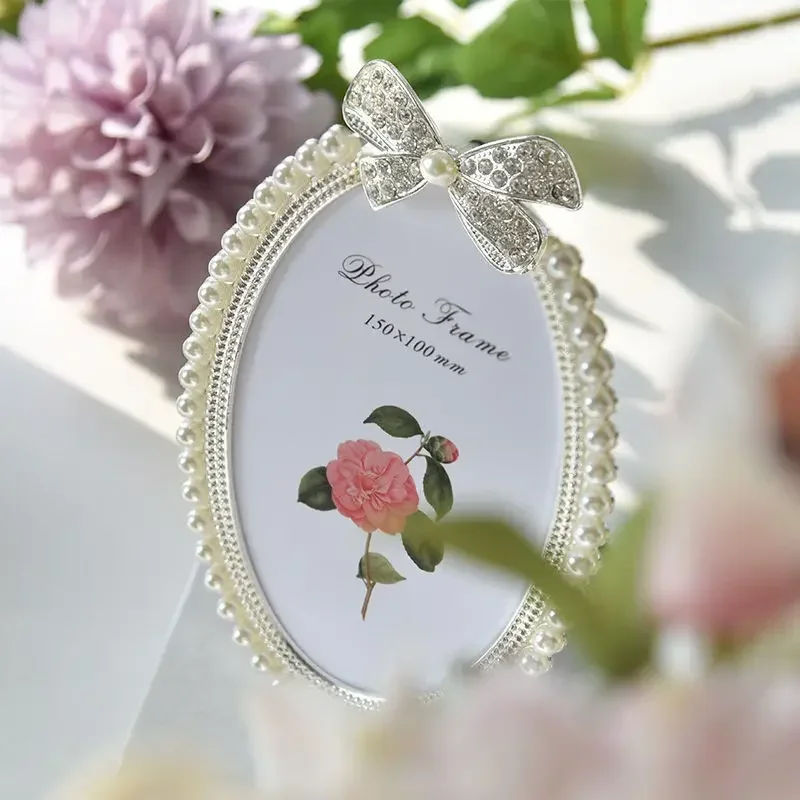 Export Oval Small Photo Frame Set European Style White Wedding Photo Metal Creativity 3 