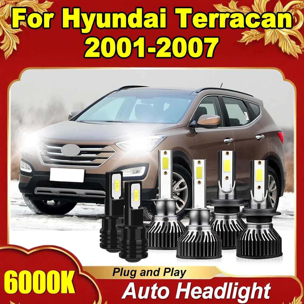 

Светодиодная лампа H7 40000LM 6000K белого света для фар ближнего и дальнего света, мощные передние автомобильные лампы, Plug and Play, для Hyundai Terracan 2001-2007