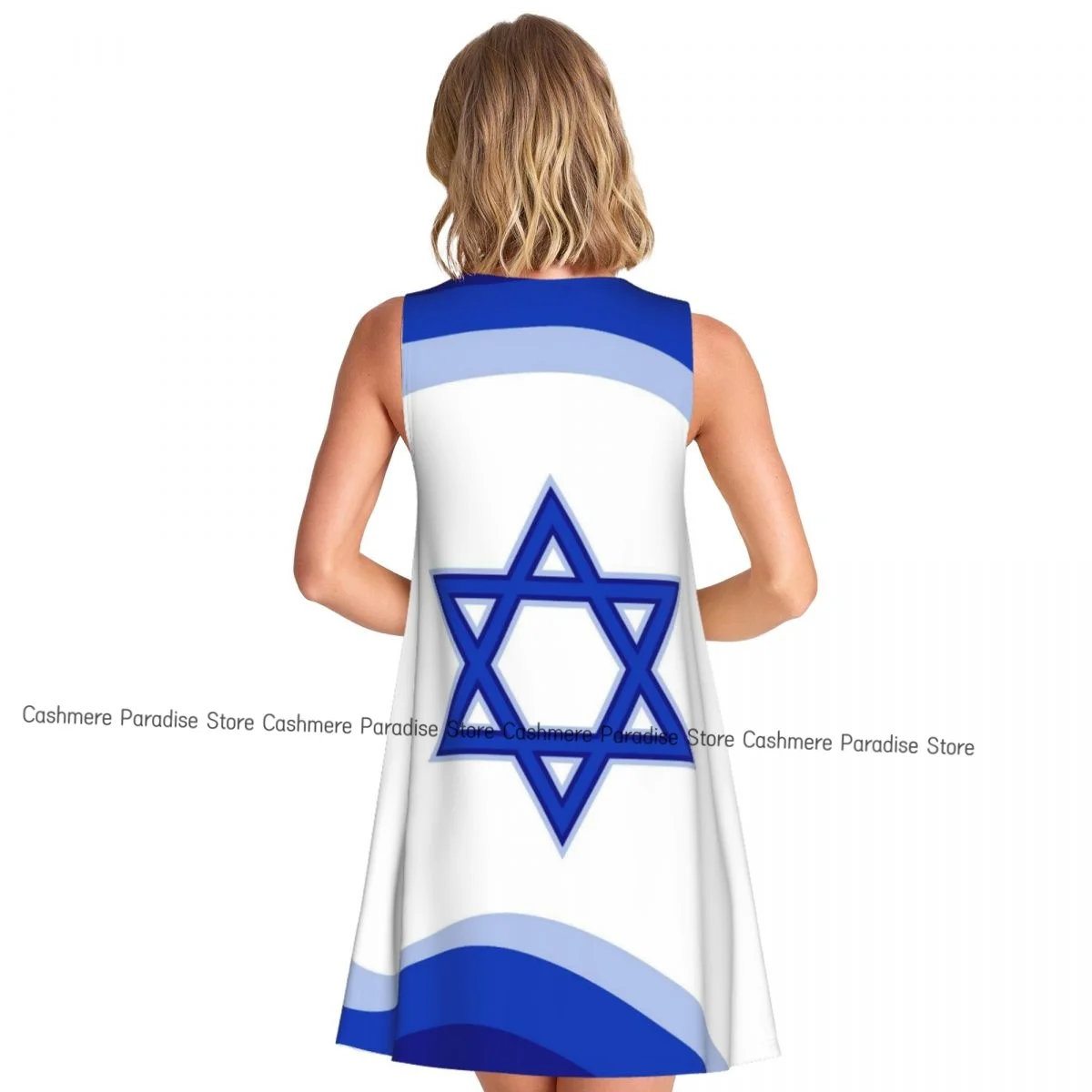 2025, Damenbekleidung, Kleider, Isreal-Flagge, Rundhalsausschnitt, ärmelloses Kleid