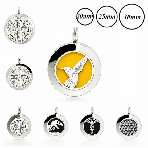 6pcs/lot Hummingbird Pendant Necklace 316L Stainless Steel 20/25/30mm Essential Oil Perfume Diffuser Locket Necklace