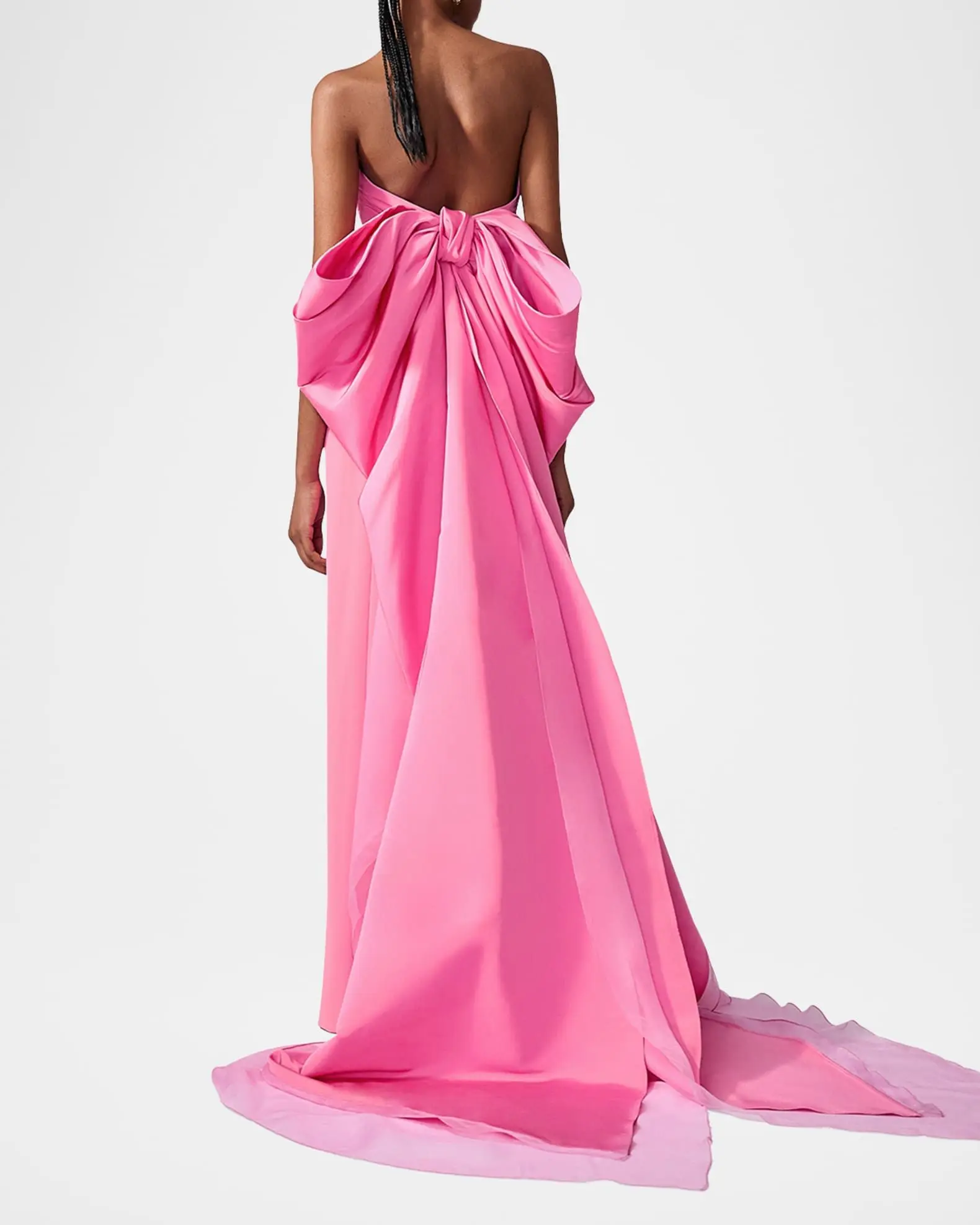 여성용 스트랩리스 이브닝 가운 플로어 기장 정장 파티 드레스 리본 우아한 새틴 이브닝 드레스 칵테일 드레스 파티 생일 드레스