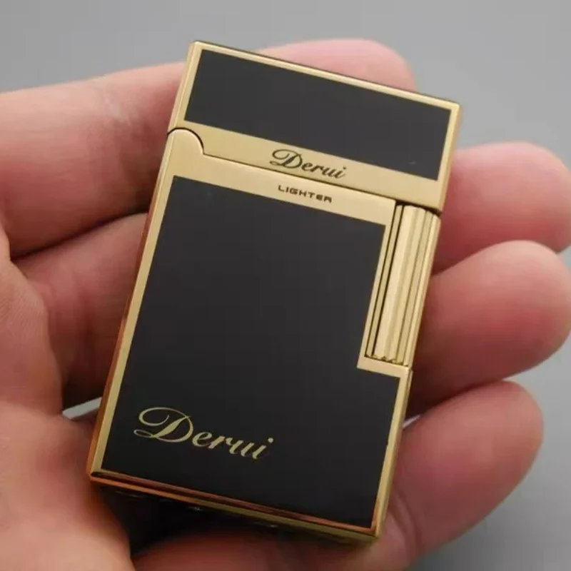 Derui Luxury Side Sliding Bright Sound Inflatable Butane Gas Lighter Metal Gas Open Flame Smoking Accessories Men's Gift Lighter