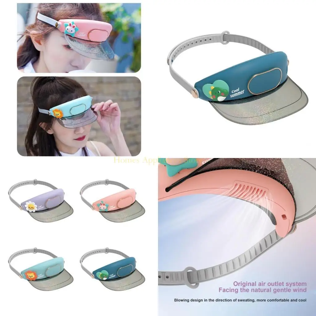 

D0AB FAN VISORS Шляпа 3-ступенчатая регулируемая пустая шляпа с вентилятором перезаряжаемых поклонников для девушки