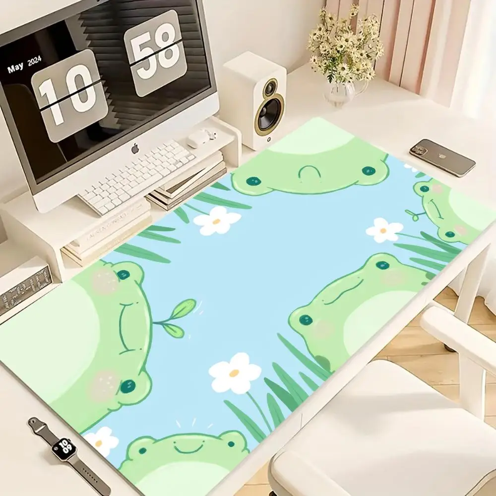 

Коврик для мыши с милой лягушкой в пруду, большой коврик для компьютерной офисной игровой настольной коврик XXL, резиновый нескользящий коврик для игровой клавиатуры, длинные настольные коврики