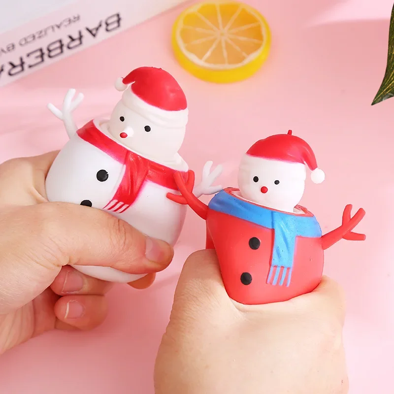 Pop Up Christmas Fidget Squeeze Pinches Snowman Anti-stress Toy Stress Relief Games Children Small Toys Puking Christmas Gifts