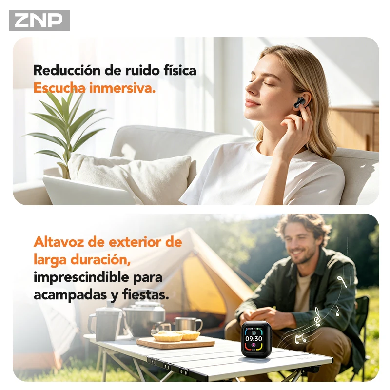 Audífonos Inalámbricos ZNP N04 TWS con Pantalla Táctil, Bluetooth, Traducción por IA, Ajuste Cómodo y Reducción de Ruido