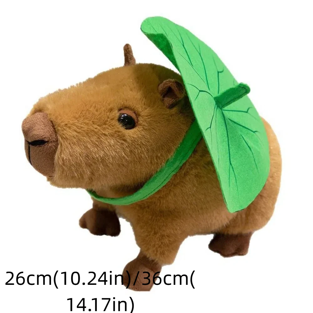 26 cm/36 cm Capybara-Plüschpuppe, Lotusblatt-Design, grüne Blätter, Capybara-Stofftier, weiches Material, süßer Ausdruck
