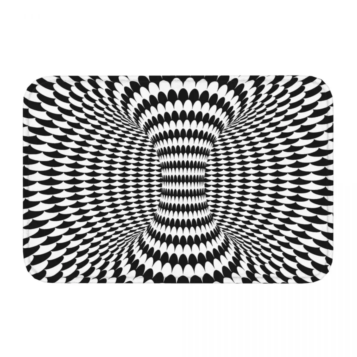 Black And White Scales Infinite Wormhole Optical Illusion Non-Slip Carpet Doormat Bathroom Mat Entrance Door Home Rug