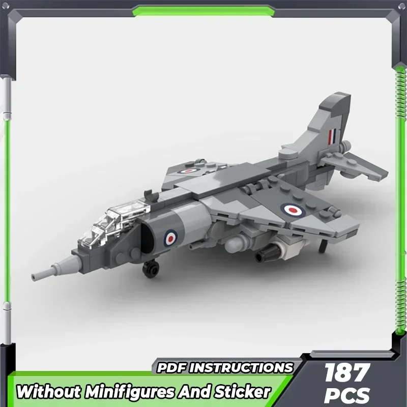 Bloques de construcción Moc modelo militar 1:72 Harrier GR.1, tecnología de combate, bloques modulares, regalos, juguetes de Navidad, conjuntos DIY de montaje