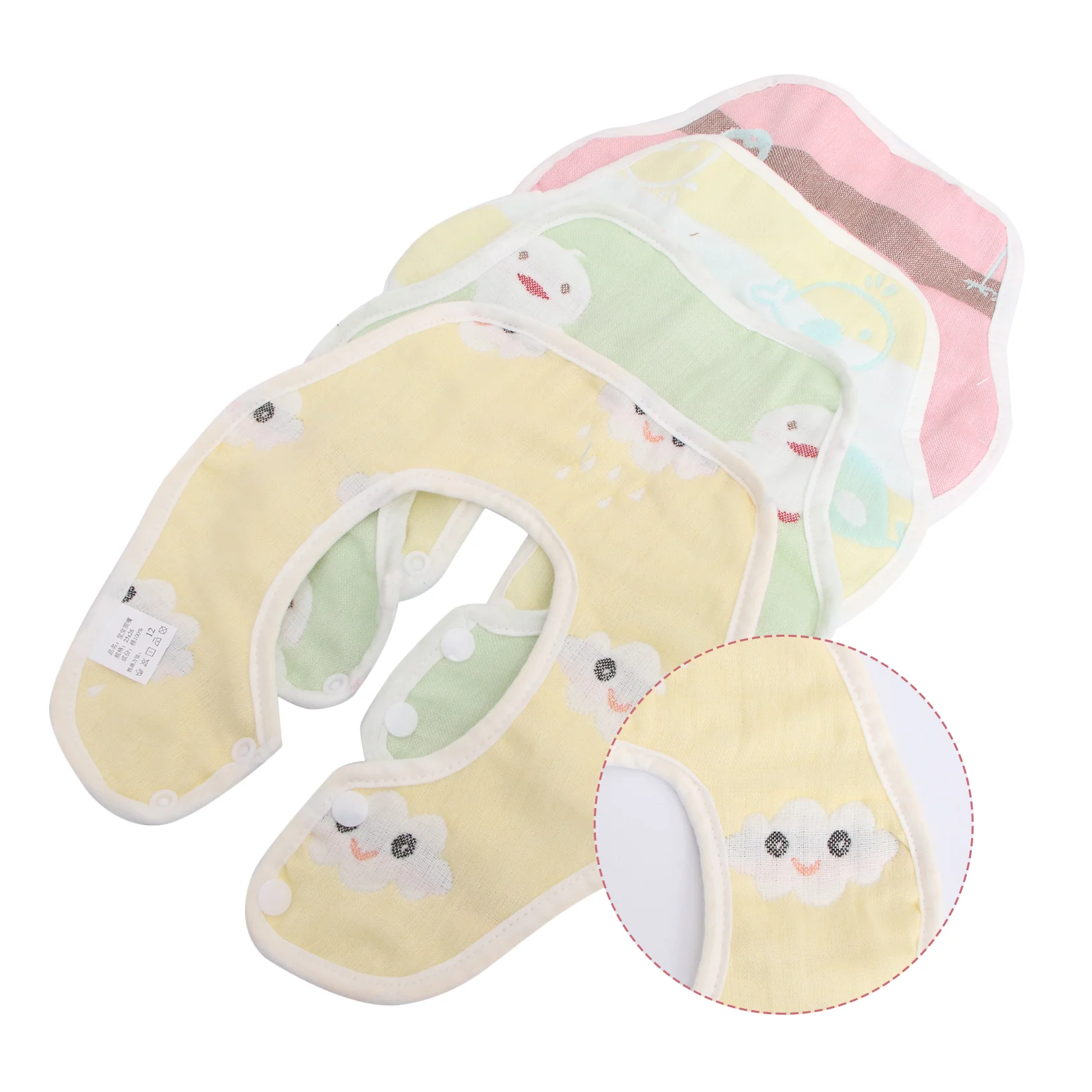 

Baby Bib Rice Bag Eating Saliva Towel for Drool Gauze Bibs Button Infant Kerchief Newborn