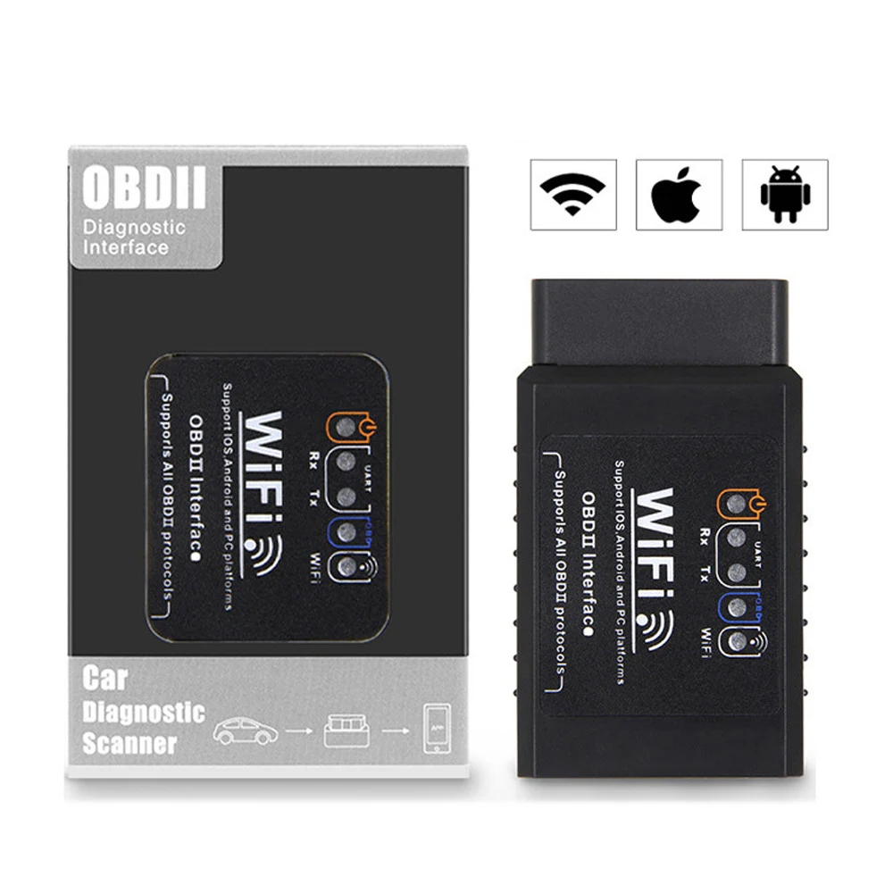 ELM327 V1.5 OBD2 WIFI OBD Car Fault Detector Black Label Support For Android and Apple