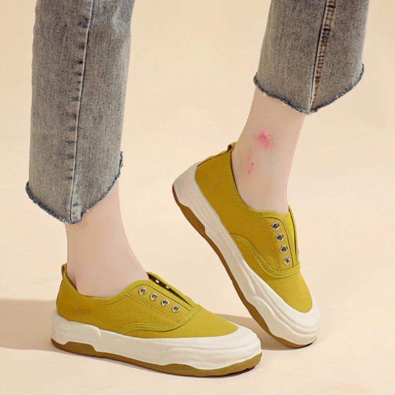 Women One Foot Canvas Shoes Summer New Simple Flat Sole Single Shoes Fashion Breathable Casual Shoes Pregnant Shoes mujer sapato