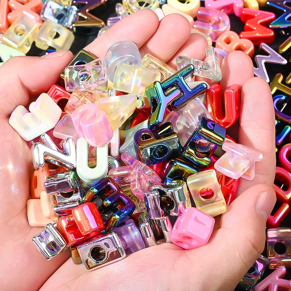 20/50 Stück Bunte Acryl-Alphabetperlen mit Großem Loch, Lose Buchstabenperlen für DIY Schmuckherstellung, Armbänder, Halsketten, Schlüsselanhänger, Bastelarbeiten – Detail 8