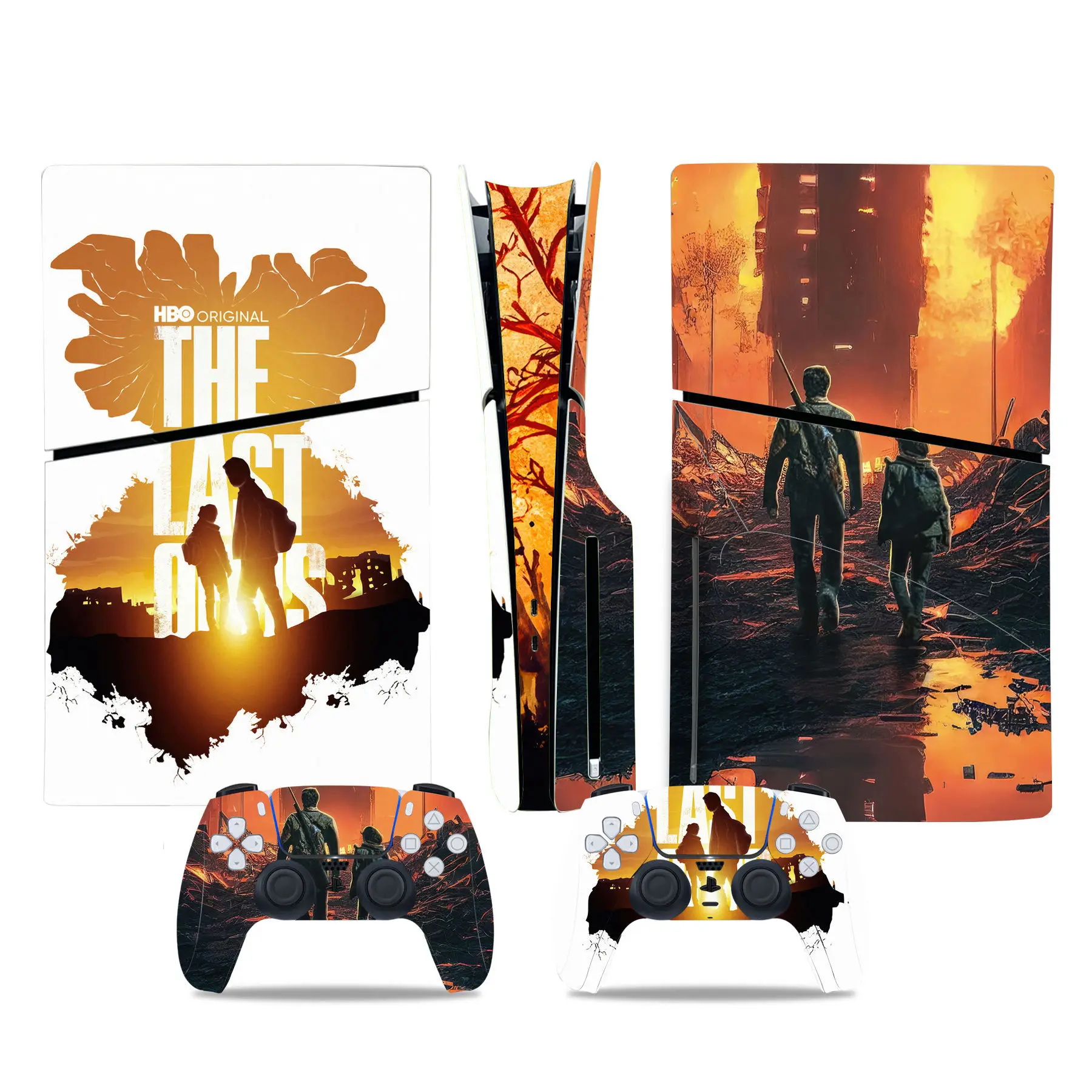 For PS5 Slim: The Last of Us PVC Skin Sticker for Console & Controller, Easy to Apply, Air-release Vinyl, Disc & Digital Edition