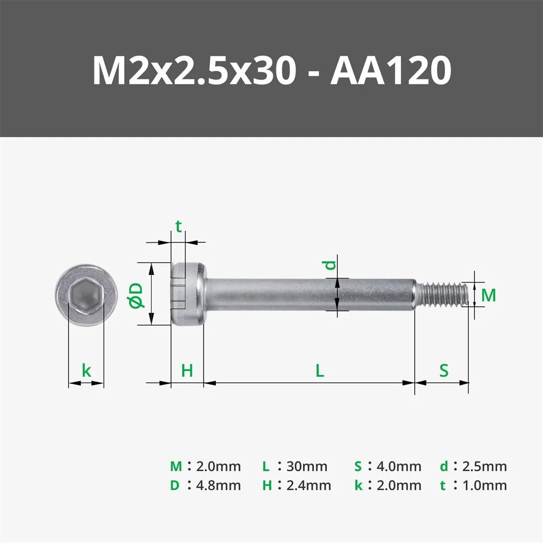 Tuozhu 3D printing model dedicated standard part M2x2.5x30 cylindrical head plug screw maker treasure trove