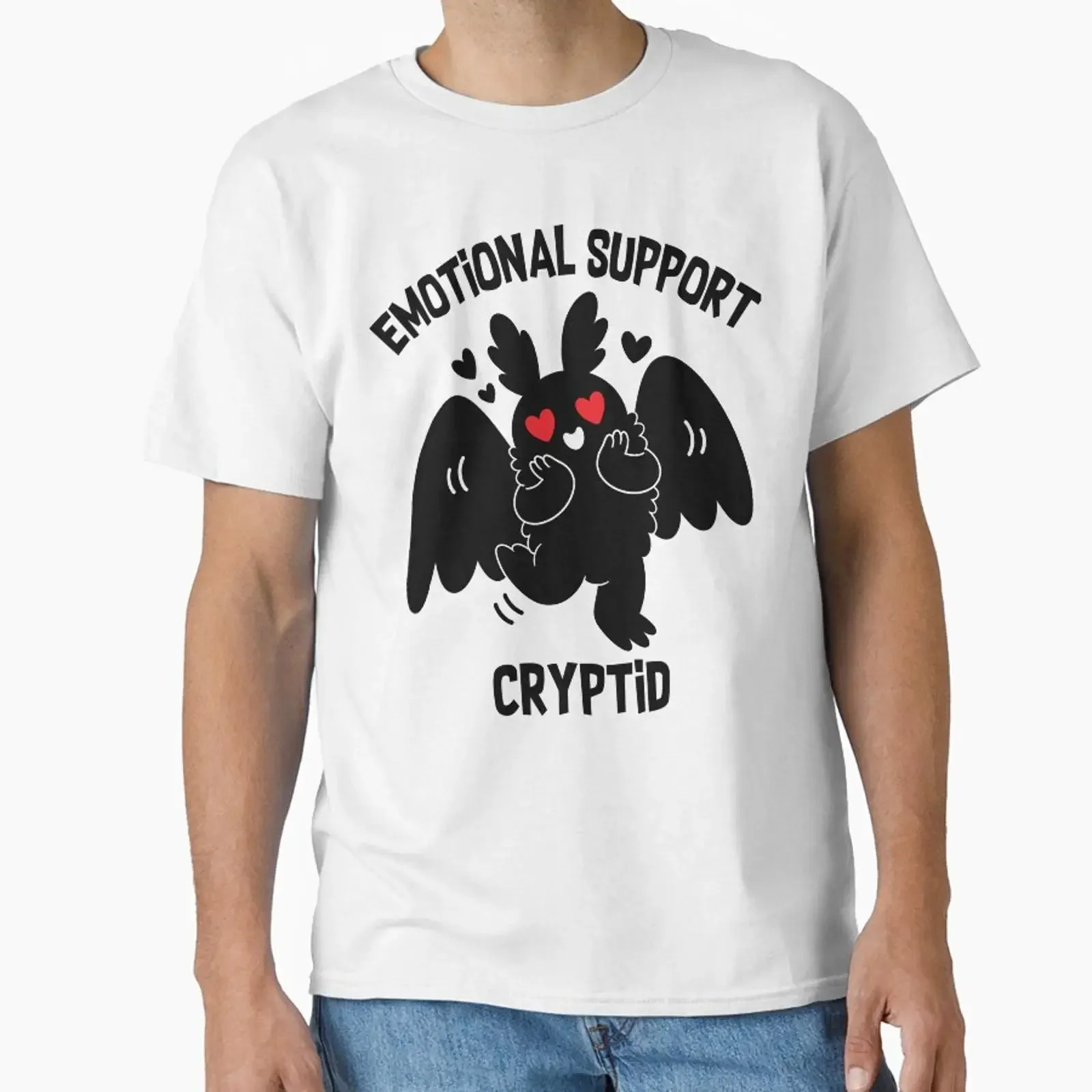 Mothman Emotional Support Cute Cryptid designed and sold by T ShirtWreck vintage Washed Unisex Slightly streetwear Versatile