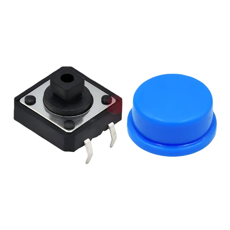 10 قطعة مفتاح اللمس 12X12X7.3H ، زر محلي + غطاء زر اللون ، مفتاح إدخال مستقيم 4 دبابيس ، زر اللمس