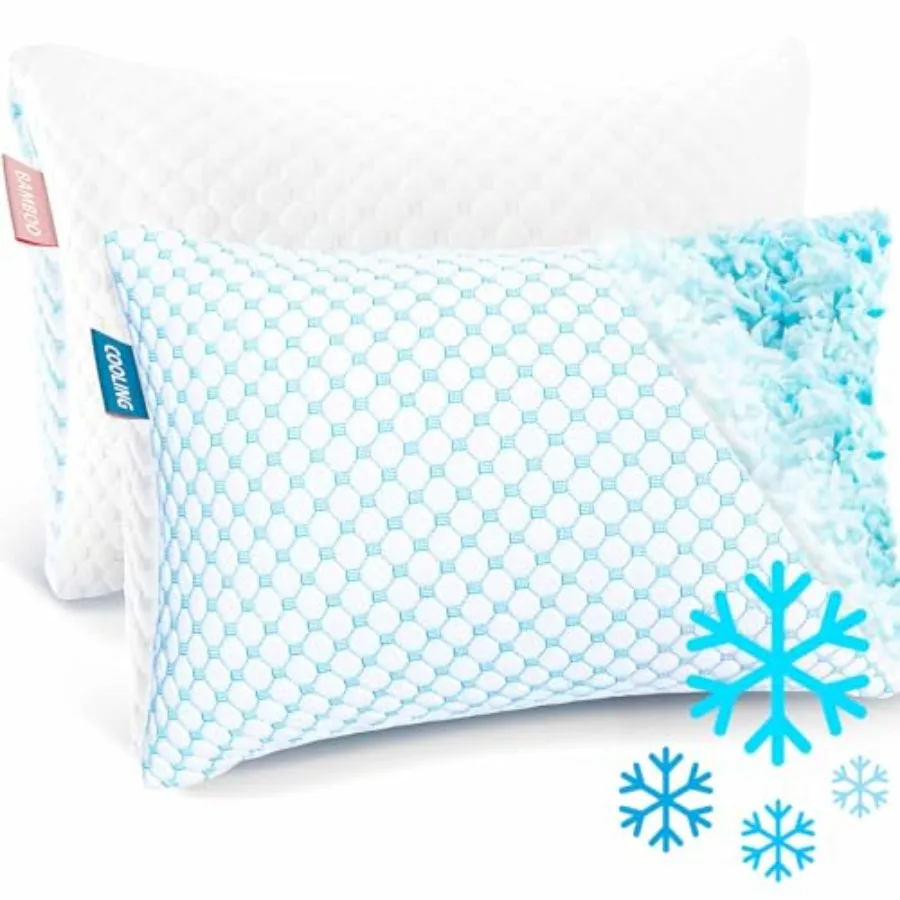 

Cooling Pillow for Sleeping 2 Pack Luxury Shredded Memory Foam Pillows Queen Size Set of 2 Adjustable Cold Gel Pillows for Hot