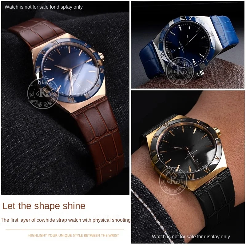 Correa de cuero para Omega Constellation Double Eagle 123,20 interfaz cóncava correa de reloj pulsera para hombres y mujeres 25mm 23mm