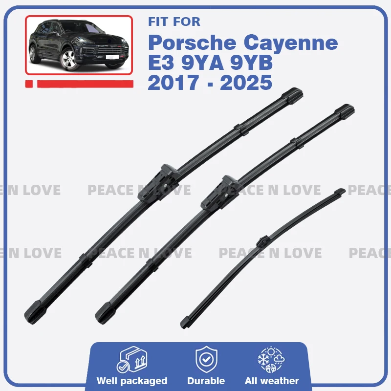 

For Porsche Cayenne E3 9YA 9YB 2017 - 2025 3PC Front Rear Wiper Blades Windshield Windscreen Window Accessories Cleaning Refills