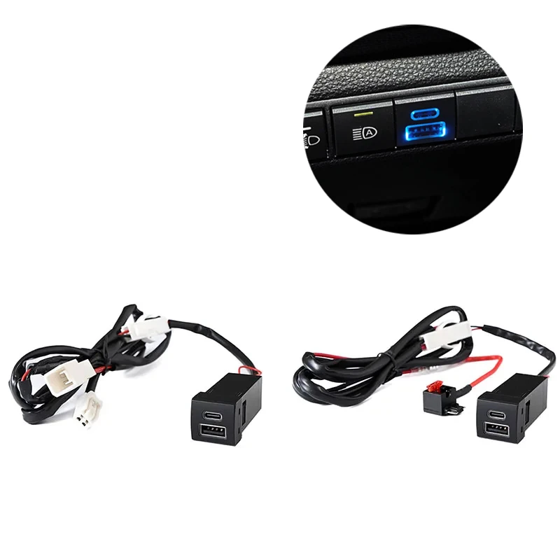 Car Charger Socket QC3.0 Fast Charge USB Charging Outlet Power Adapter Phone for Toyota Prado Sienna LC300 New Cars Accessories