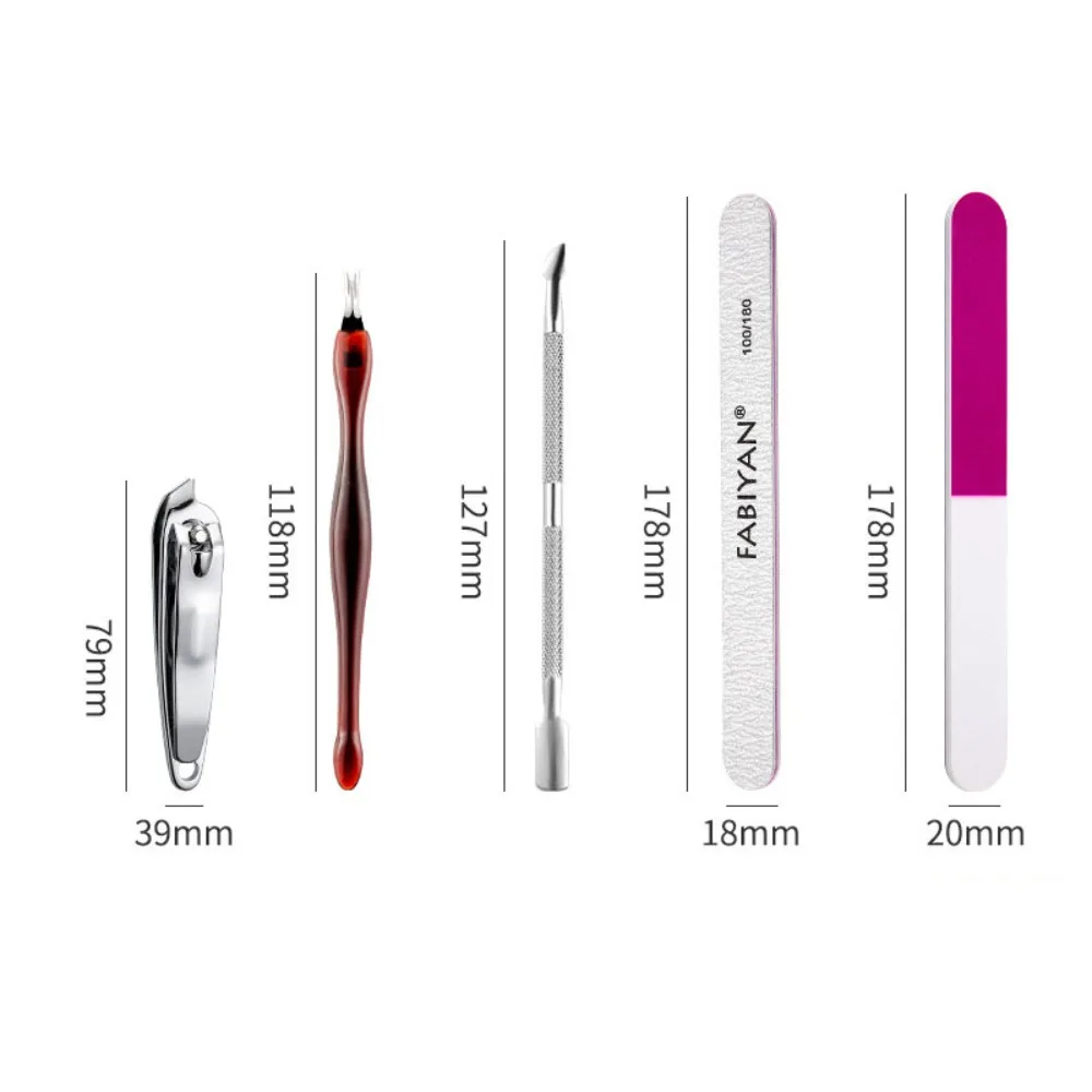 Nail Accessories Cuticle Pusher Nail Remover Dead Skin Scissors Nail File Polishing Manicure Tools Set Stainless Steel